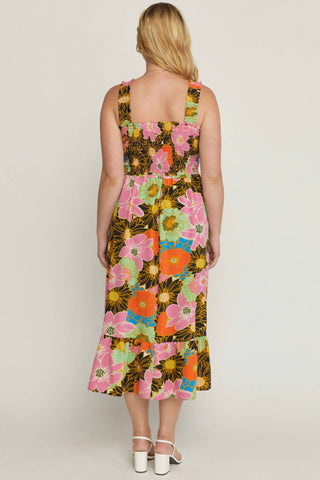 Entro - Floral Smocked Midi Dress