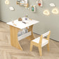 Table Set With 1 Chair, Multifunctional Study Table Convertible Top for Study, Drawing & Play - White