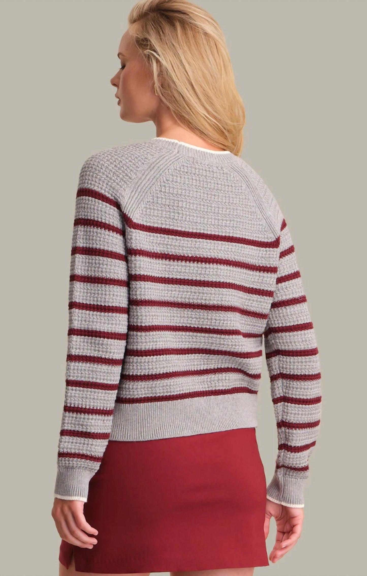 525 America - Brooke Crew Neck Textured Stripe Pullover Sweater