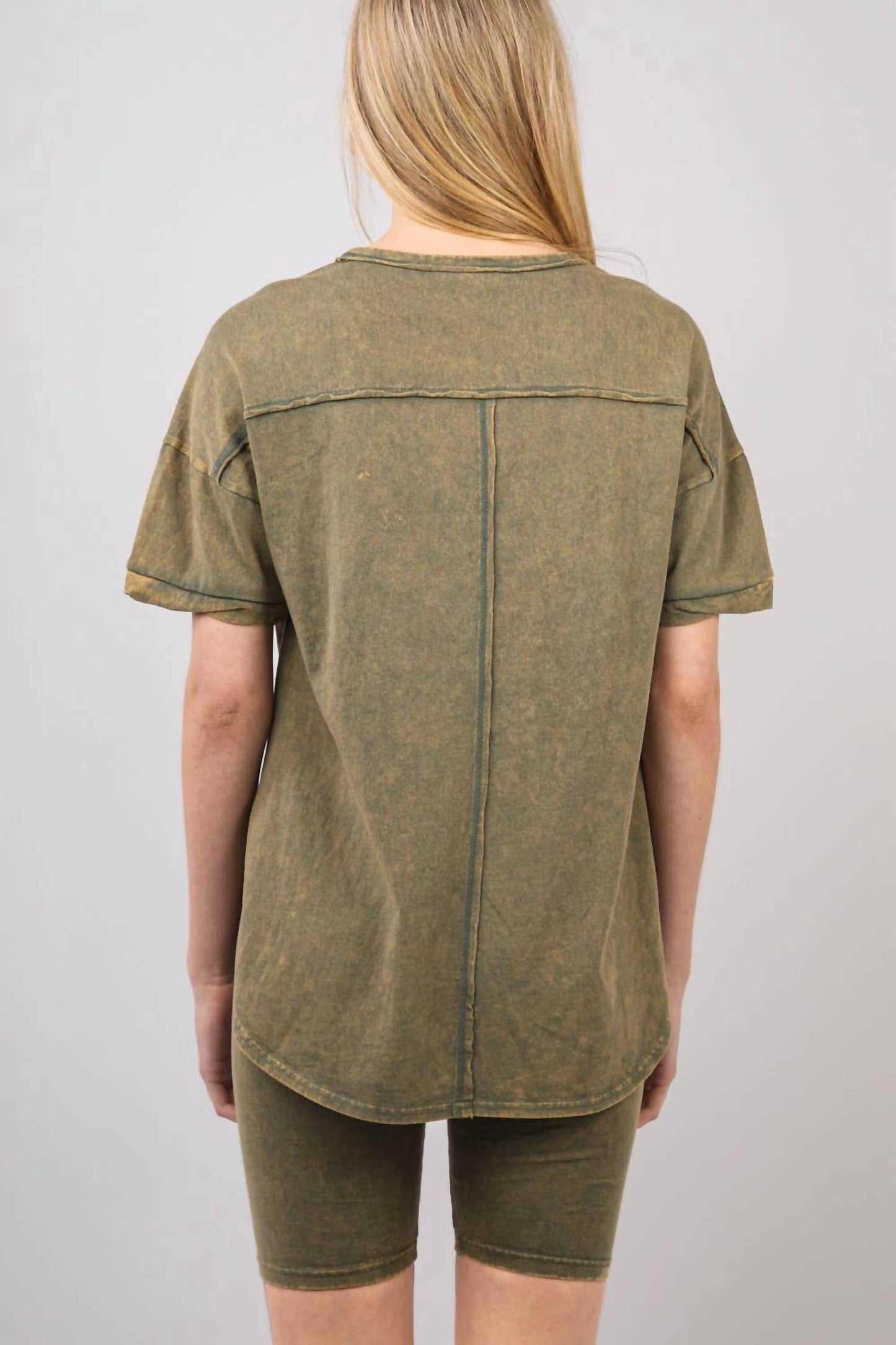 Very J - Washed Stretchy Knit Activewear Top & Shorts