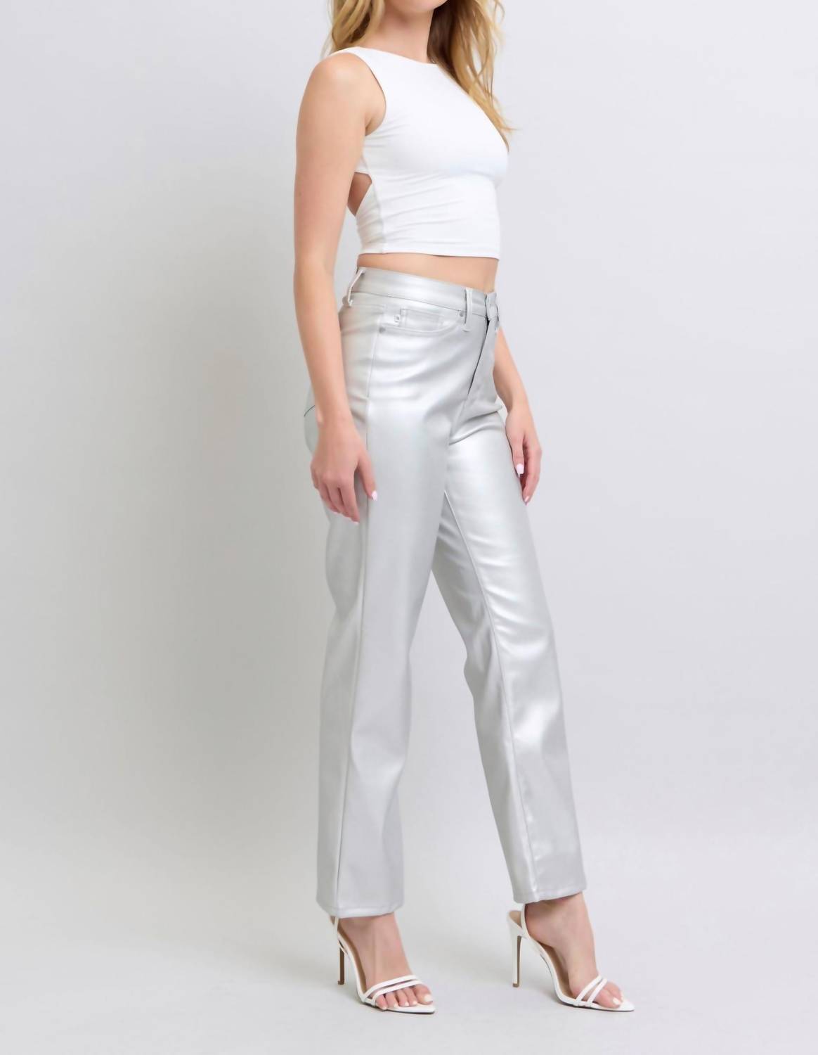 Judy Blue - High Waisted Tummy Control Faux Leather Straight Leg Pants