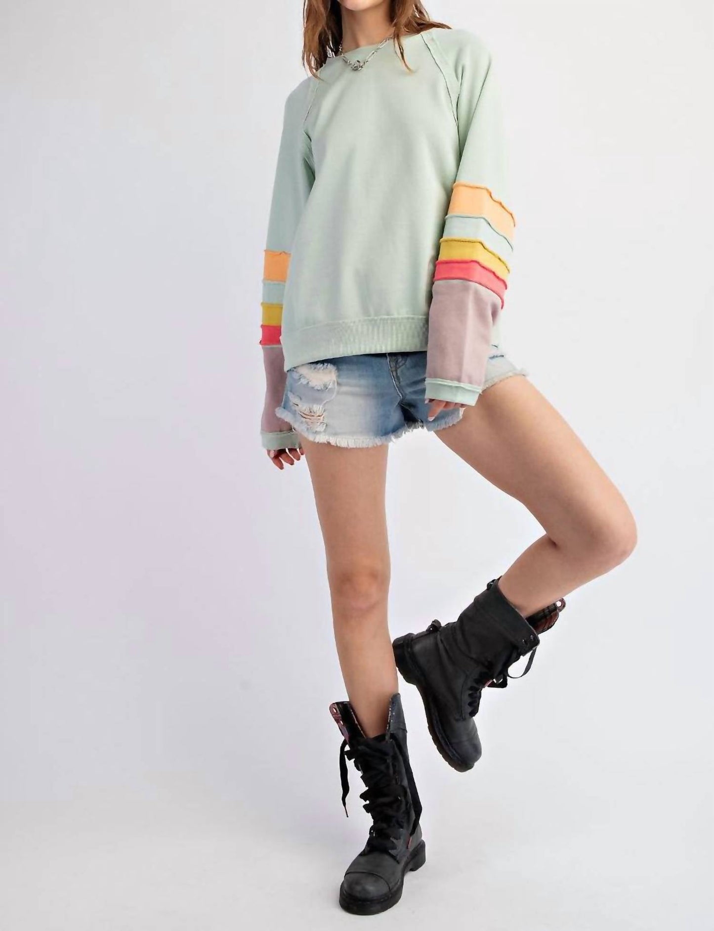 Easel - Rainbow Stripe Sweatshirt