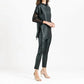 Clara Sunwoo - Liquid Leather Funnel Neck Side Vent Tie Tunic