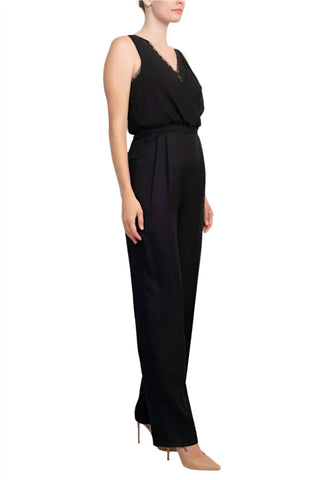 Adrianna Papell - Scalloped V-neck Sleeveless Jumpsuit