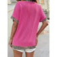 1 The Woman - Leopard Trim V-neck Top