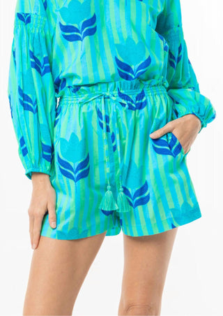 Bindu - Carlie Stripes And Tulip Print Shorts