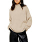 Topshop - Oversize Rib Knit Mock Neck Pullover