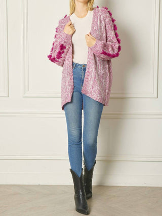 Entro - Long Detailed Sleeve Open Knit Cardigan