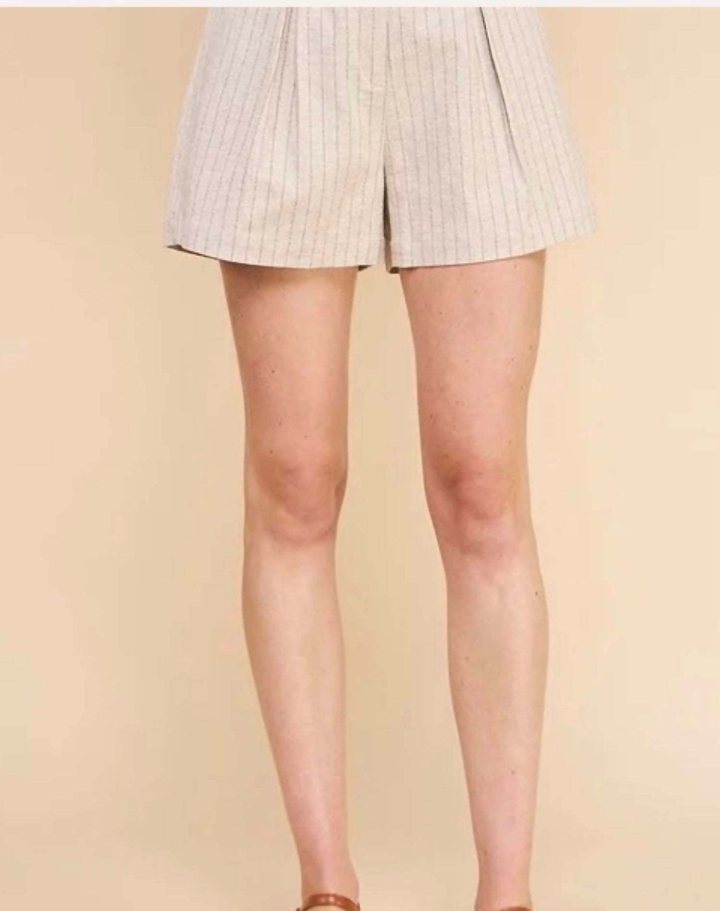 Allie Rose - Pinstripe linen shorts