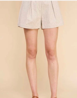 Allie Rose - Pinstripe linen shorts