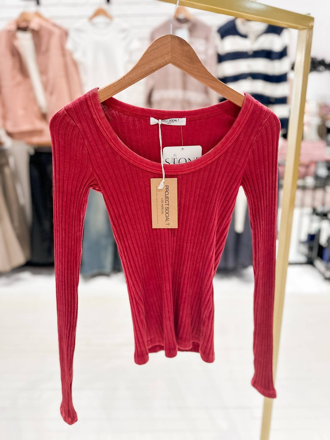 Project Social T - Scoop Washed Rib Longsleeve Top