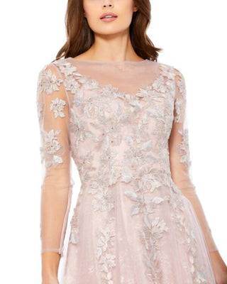 Mac Duggal - Sheer Neckline Illusion Sleeve Dress