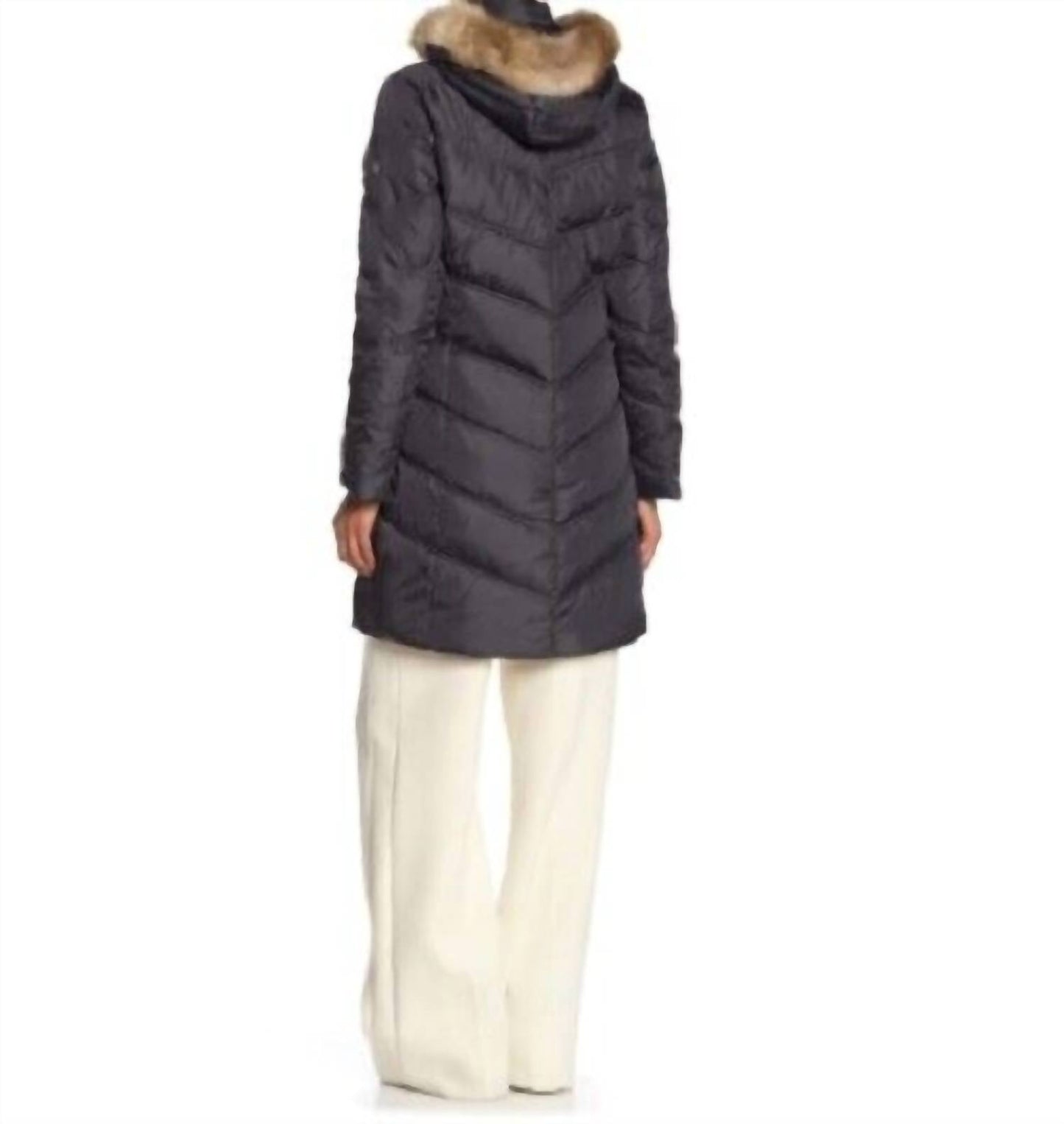 Michael Kors - Missy 3/4 Down Faux Fur Hooded Quilted Jacket