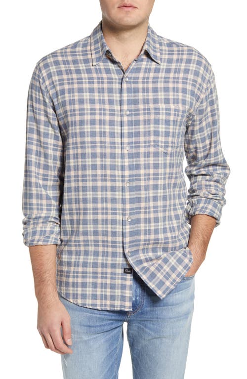 Rails Wyatt Plaid Button-Up Shirt in Heather Blue/Coral, Size Medium