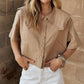 Miou Muse - Linen Collared Short Sleeve Shirt