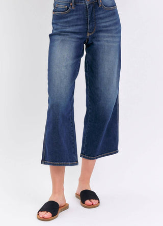 Judy Blue - Mid Rise Tummy Control Crop Wide Leg Jeans