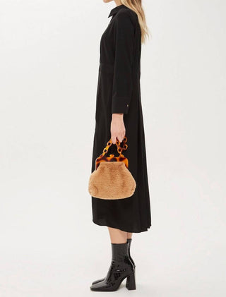 Topshop - Pleated Button Down Casual Long Sleeve Midi Dress