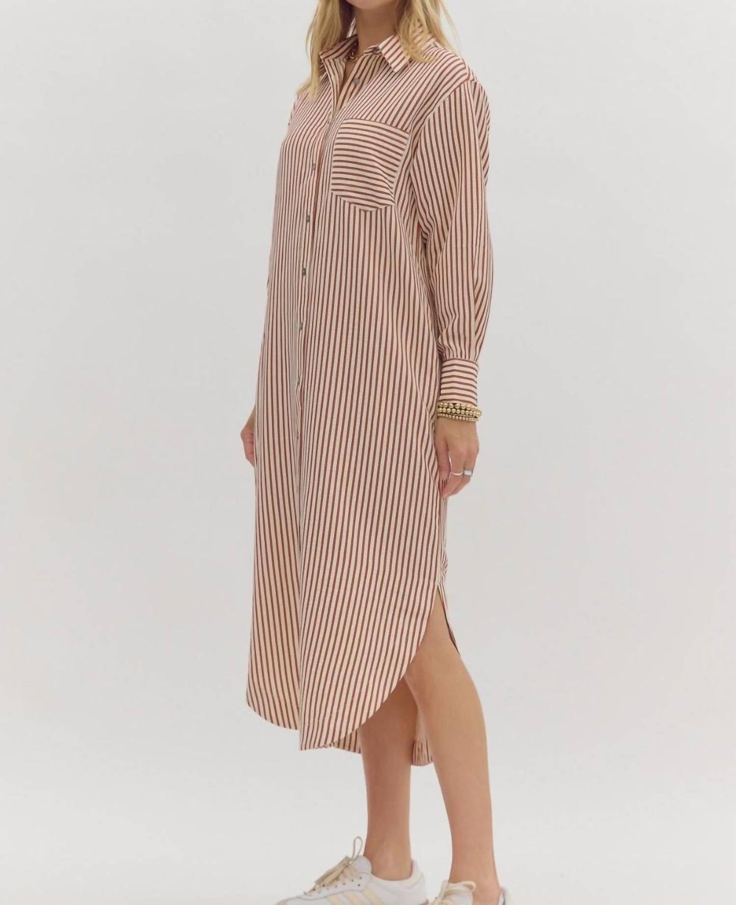 Entro - Stripe Midi Shirt Dress