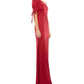 Ieena For Mac Duggal - Satin One Shoulder Puff Sleeve Trumpet Gown