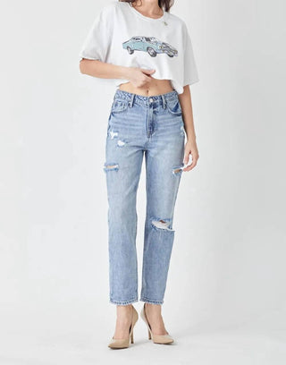 Trendsi - Risen Distressed Slim Cropped Jeans