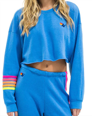 Aviator Nation - Rugby Stitch Cropped Crew Relaxed Sweatshirt
