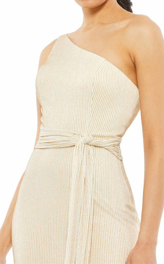 Ieena For Mac Duggal - Asymmetrical One Shoulder Knotted Waist Dress