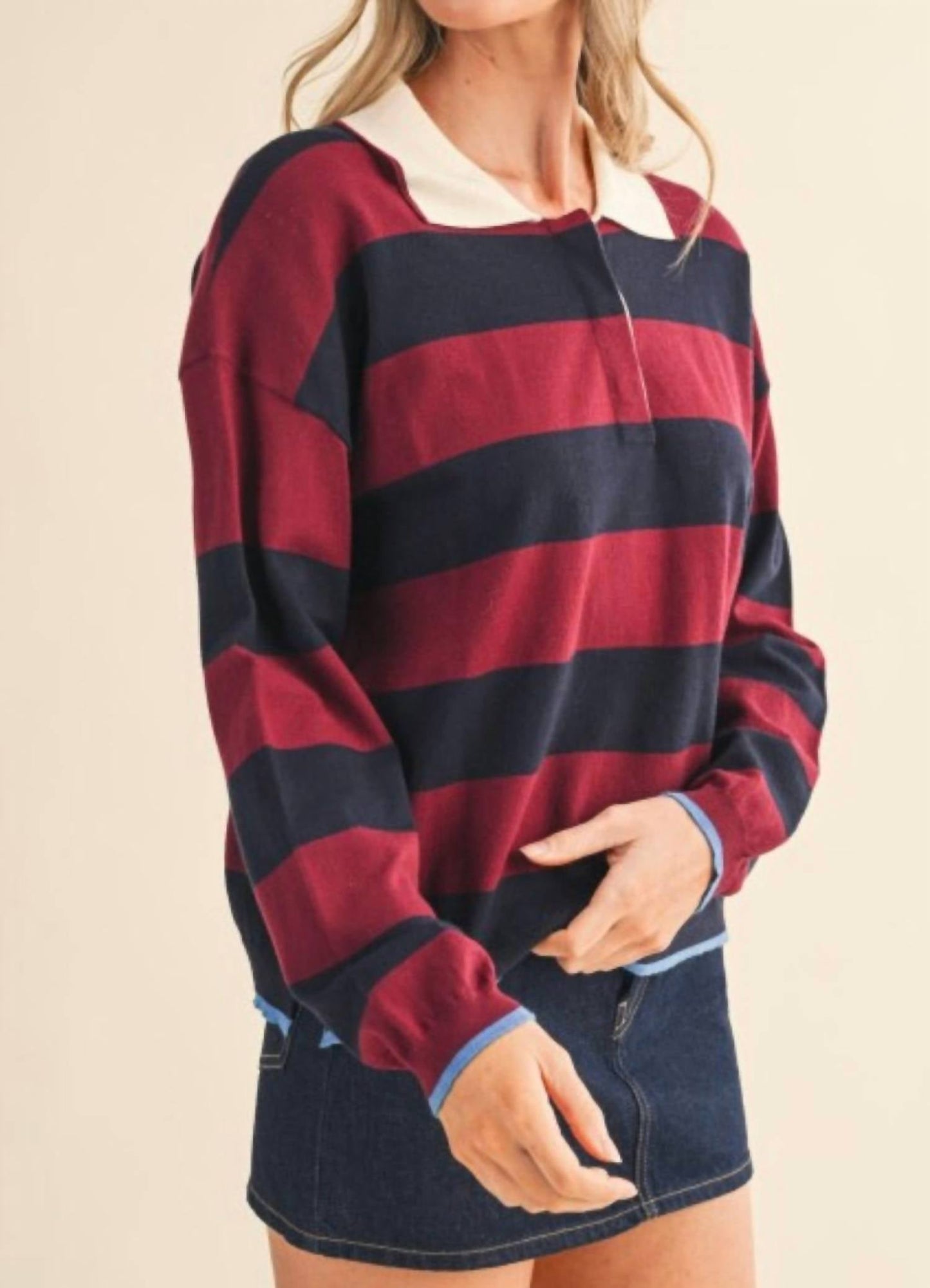 &Merci - Striped Rugby Polo Shirt