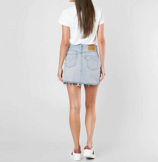 Levi'S - Denim Distressed Raw Hem Cotton Mini Skirt