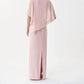 Joseph Ribkoff - Silky Knit Chiffon Layered Gown With Cape