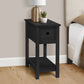 Accent End Table, 2 Tier, Narrow, Lamp, Storage Drawer, Charming Design