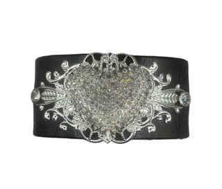 Bff Creations - Women's Leather Cuff Rhinestone Bracelet