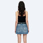 Bayeas - A-line Denim Mini Skirt With Frayed Hem