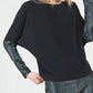 Clara Sunwoo - Dolman Sleeve Liquid Leather Cuff Top