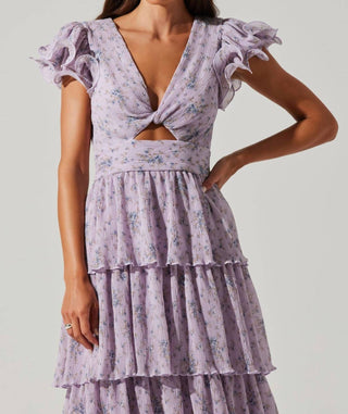 Astr - Emporia Floral Pleated Tiered Midi Dress