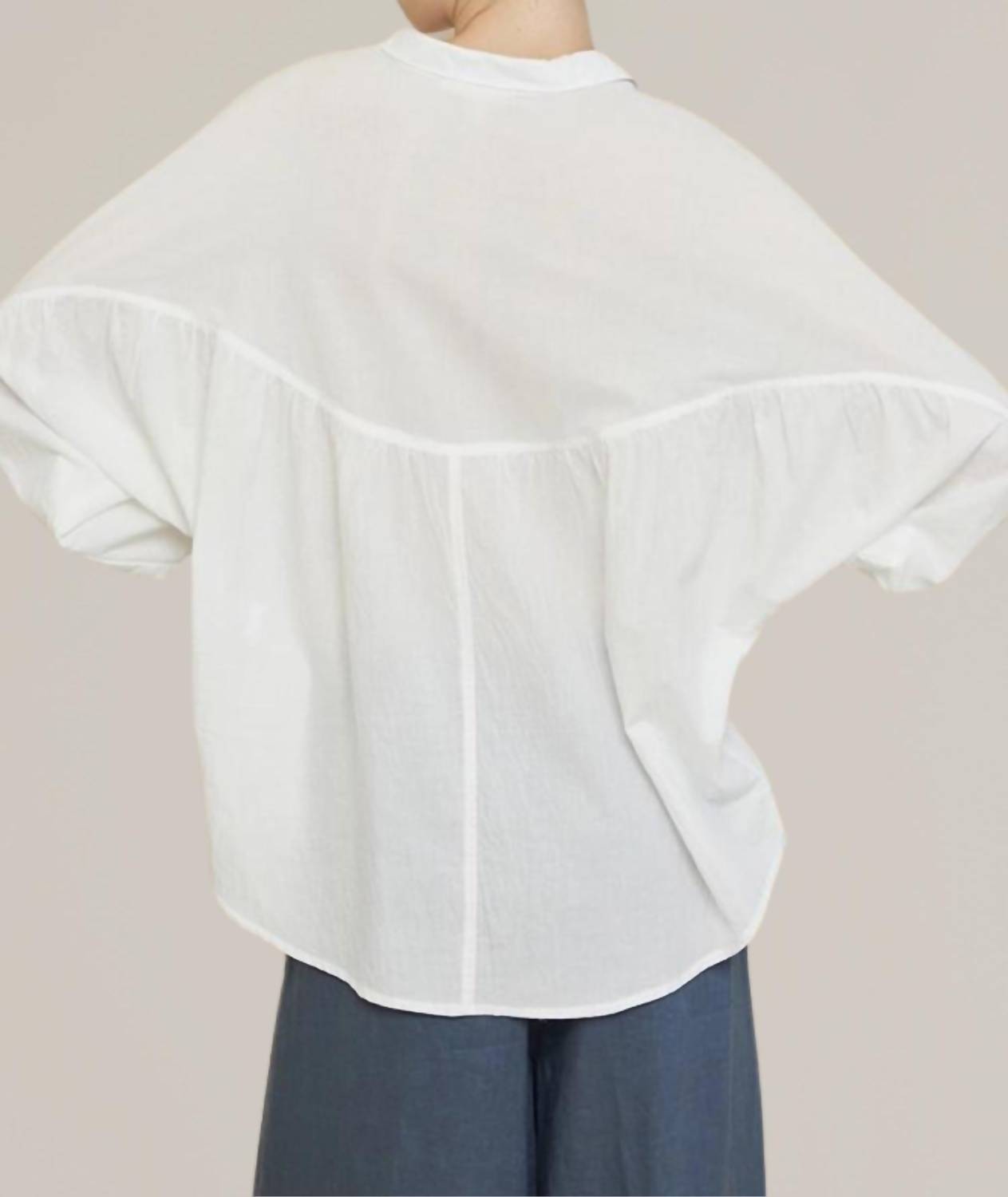 Grade & Gather - Oversize Round Yoke Button Down Shirt