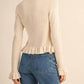 &Merci - Ruffle Hem Ribbed Knit Cardigan