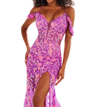 Ellie Wilde - Embroidered Sequin Tulle Mermaid Prom Dress