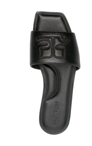 Courreges - Women's Logo Patch Leather Slide Sandals