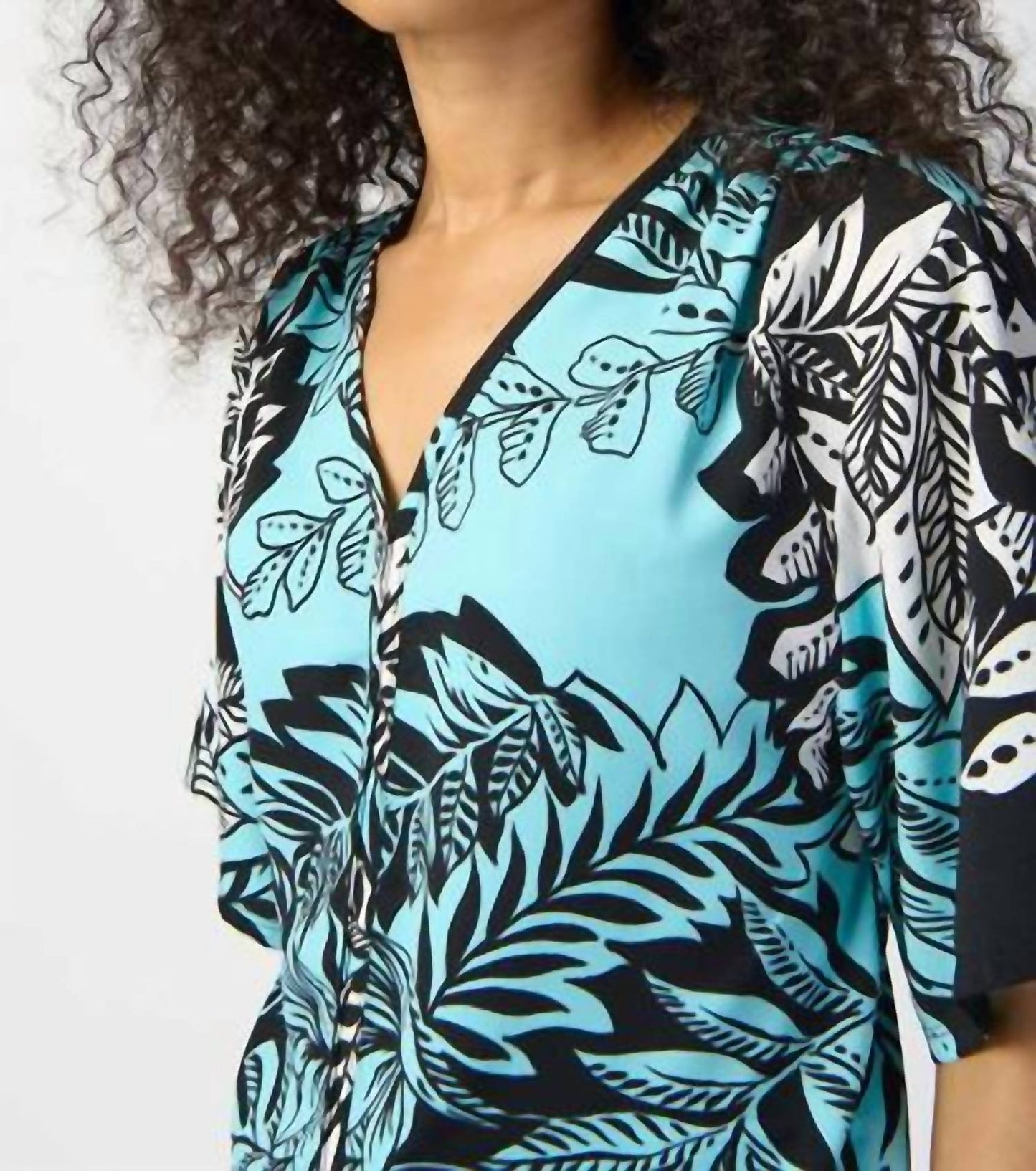 Joseph Ribkoff - Tropical Print Gauze Front Tie Top