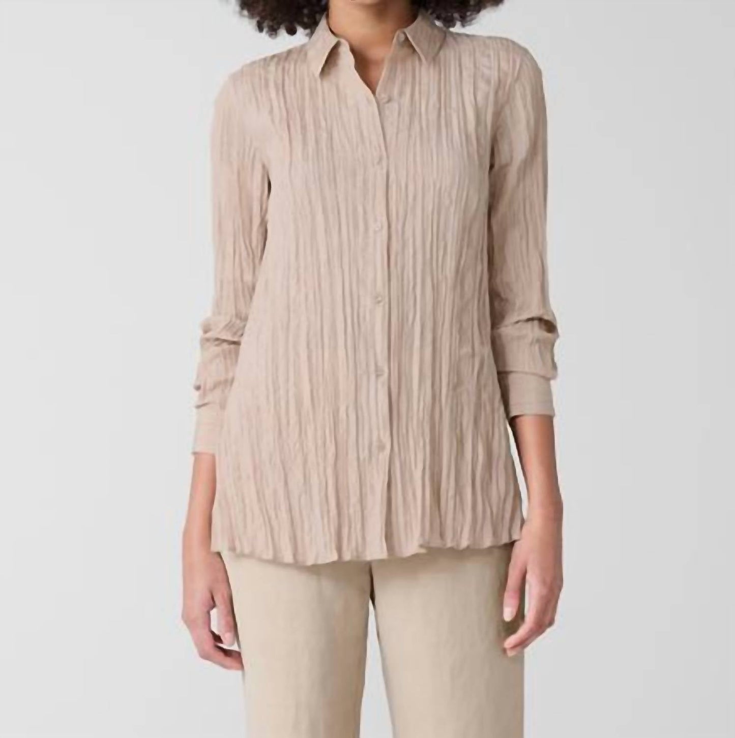 Eileen Fisher - Wheat CLSSCR CLLR Pleat Shirt