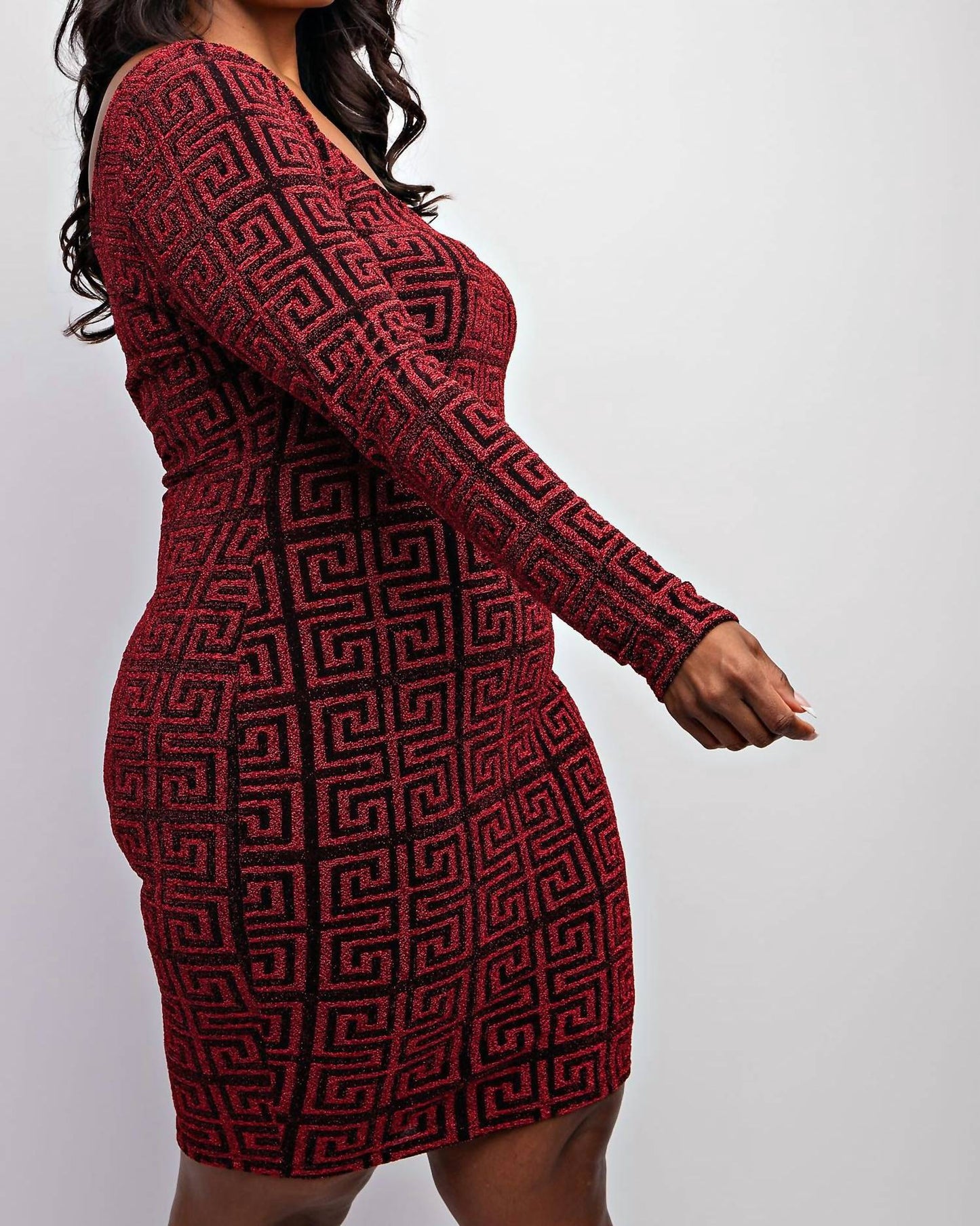 The Curve La - Plus Size Scoop Neck Short Dress