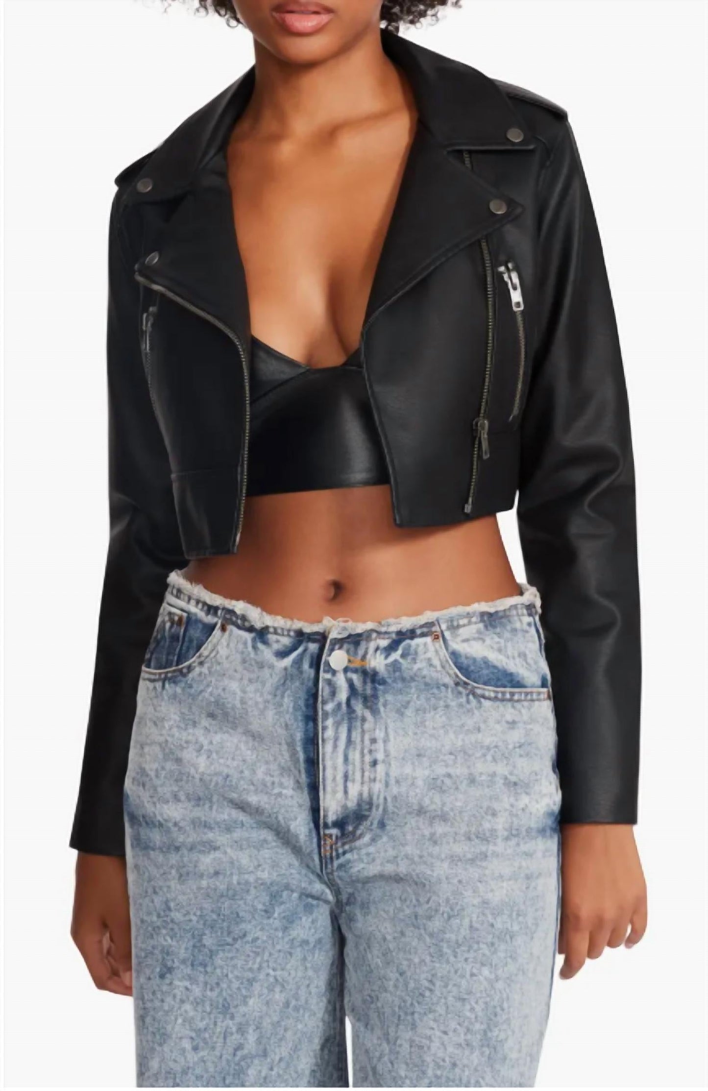 Steve Madden - Molly Crop Leather Moto Jacket