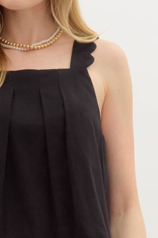 Entro - Black Scalloped Tank