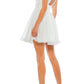 Ieena For Mac Duggal - Ruffle Shoulder Empire Waist Deep V-neck Dress