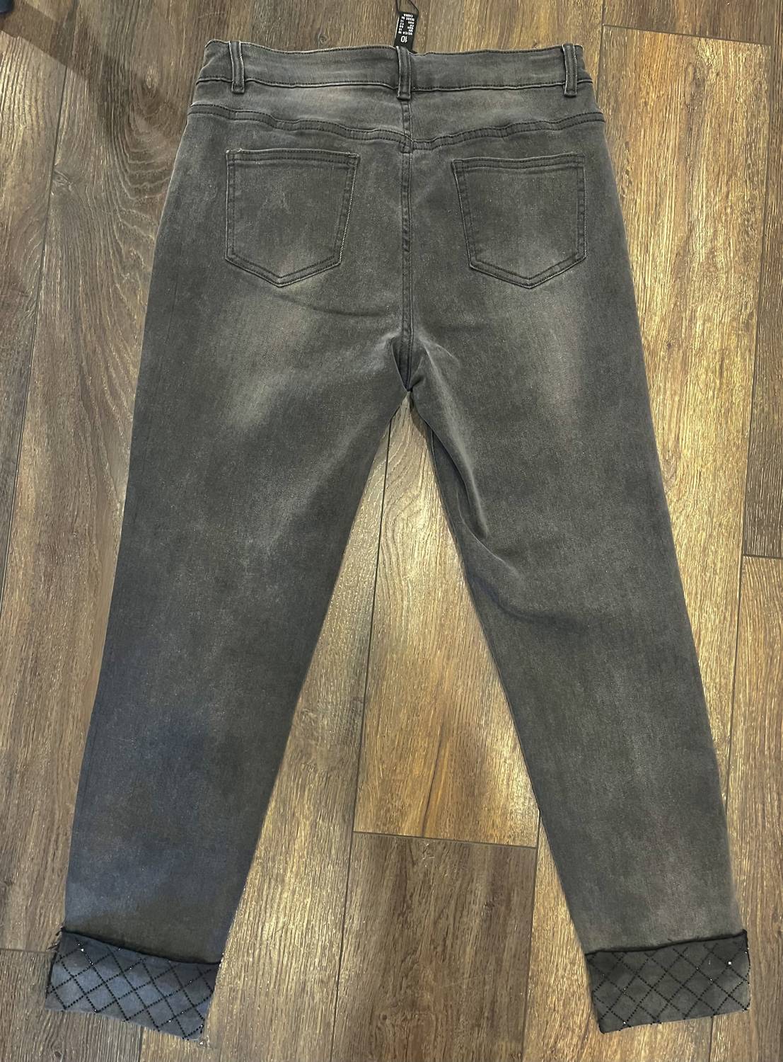 Picadilly - PICADILLY CANADA- EMBELLISHED CUFF ANGLE LENGTH JEANS- CHARCOAL