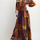 Easel - Multi-Color Patch Print Ruffle Maxi Dress