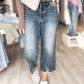 Judy Blue - High Waist Button Fly Wide Leg Crop Denim