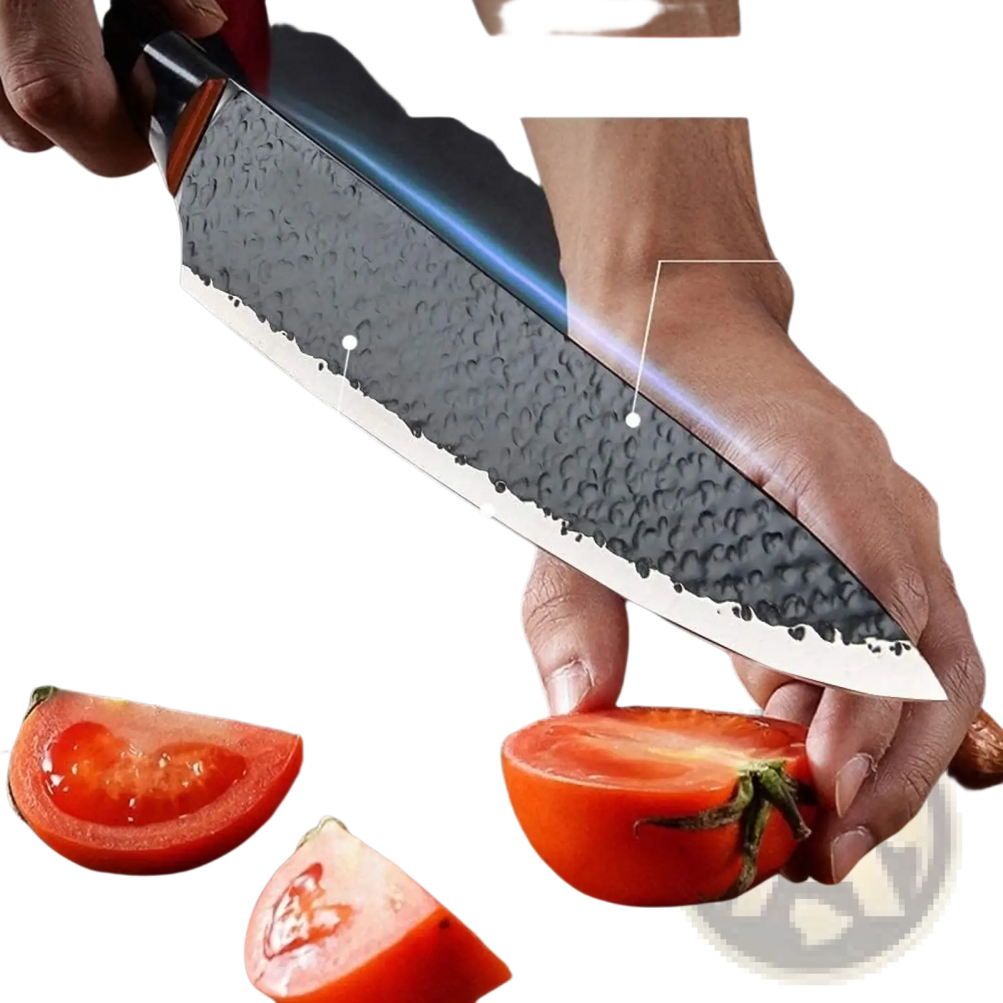 6 Piece Hammered Steel Kitchen Knife Set with Case