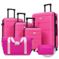 Hardshell Luggage Sets 6 Piece With 2 Bags,Carry On Suitcase With Handle Password Lock Double Spinner Wheels, Lightweight 16-20-24-28 Luggages