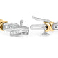 10k Two-Toned Gold 2.00 Cttw Channel Set Baguette-Diamond Weave and  "X" Spiral Link Bracelet (H-I Color, I1-I2 Clarity) - 7"